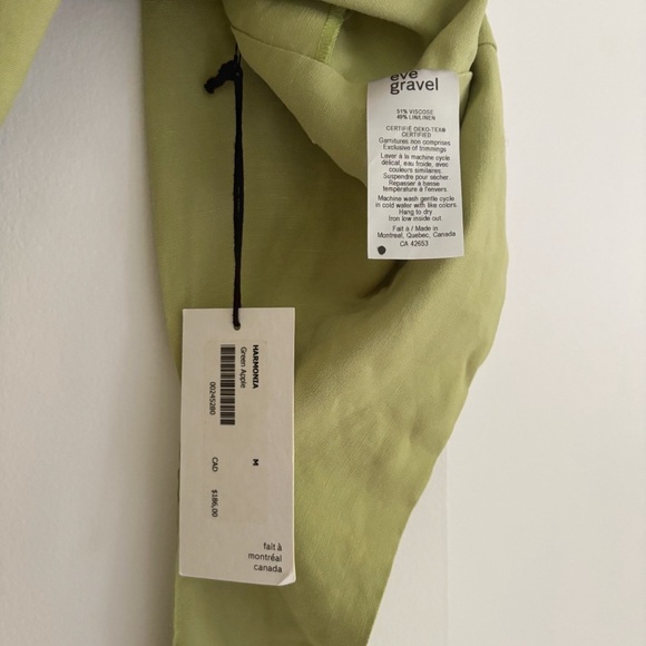 Eve Gravel NWT Harmonia Linen Blend Top Apple Green Size M - Picture 4 of 5